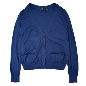 Jil Sander x Uniqlo +J Dark Blue Lightweight Silk Cotton V-Neck Cardigan sz S